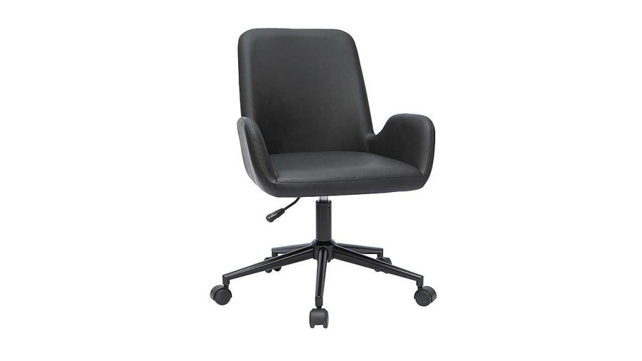 Chaise & Tabouret Miliboo | Chaise De Bureau Roulettes Noire Alban