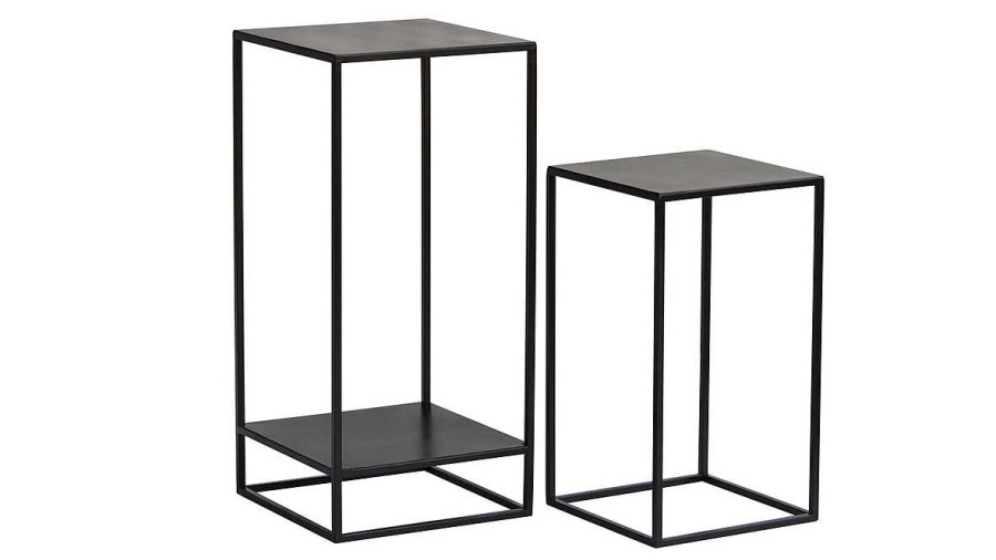 Table Miliboo | Sellettes Gigognes En M Tal Noir L34 Cm (Lot De 2) Iggy