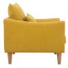 Canap & Fauteuil Miliboo Fauteuil Design | Fauteuil Scandinave En Tissu Effet Velours Jaune Moutarde Et Bois Clair Kate