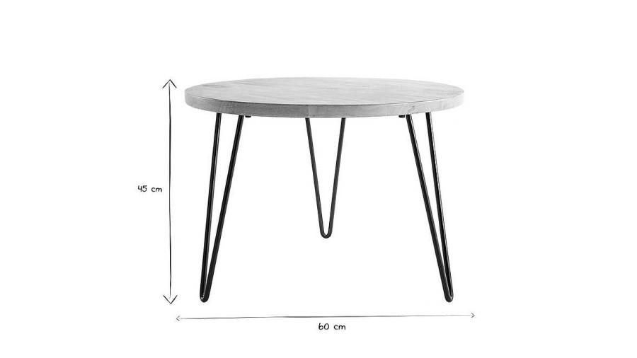 Table Miliboo | Table Basse Ronde Bois Manguier Massif Et M Tal Noir D60 Cm Vibes