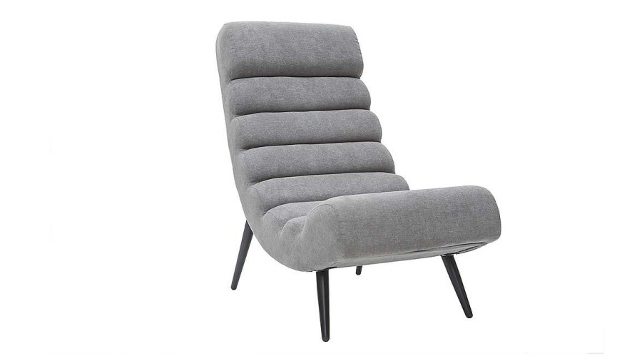 Canap & Fauteuil Miliboo Fauteuil Design | Fauteuil Design En Tissu Effet Velours Gris Et M Tal Noir Taylor