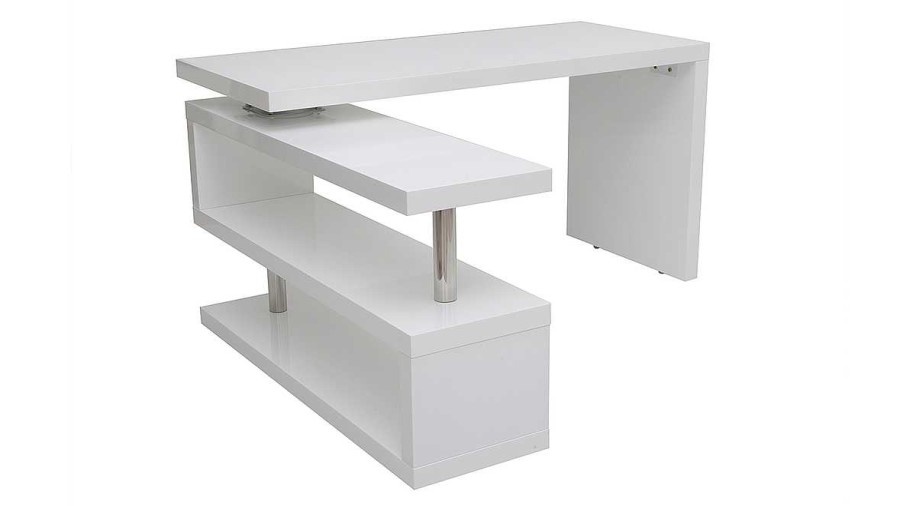 Bureau Miliboo Bureau Design | Bureau Modulable Design Blanc Laqu L140-218 Cm Max