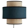 Luminaire Miliboo | Applique Murale Bi-Mati Re En Rabane Et Lin Bleu Canard H24 Cm Litchi