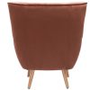 Canap & Fauteuil Miliboo Fauteuil Design | Fauteuil Scandinave En Tissu Velours Rouge Tomette Et Bois Clair Avery