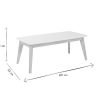 Table Miliboo | Table Basse Rectangulaire Scandinave Blanc Et Bois Clair Massif L105 Cm Leena