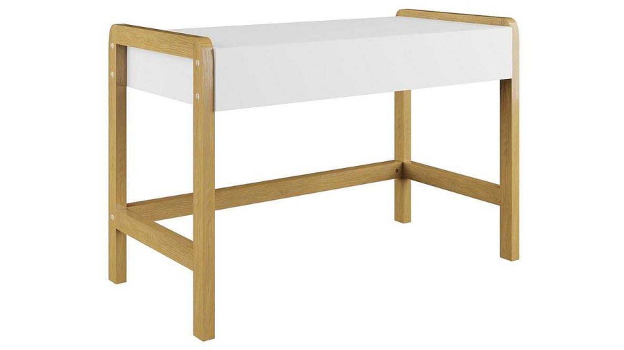 Bureau Miliboo Bureau Enfant | Bureau Enfant Scandinave Blanc Mat Et Bois Clair Ch Ne L100 Cm Celestine