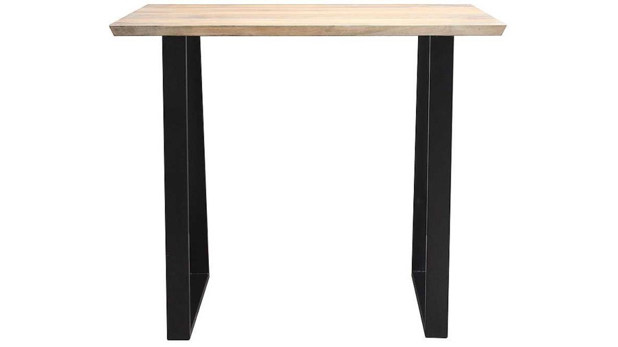 Table Miliboo | Table De Bar En Bois Manguier Massif Et M Tal Noir L120 Cm Vijay