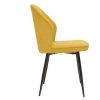 Chaise & Tabouret Miliboo Chaise Design | Chaises Design En Tissu Effet Velours Jaune Moutarde Et M Tal Noir (Lot De 2) Fanette