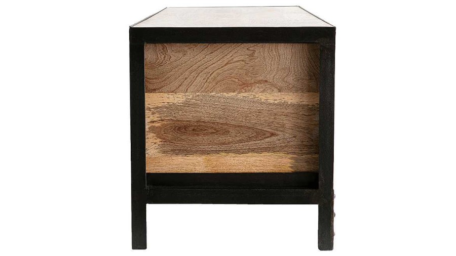 Rangement Miliboo | Meuble De Rangement Industriel En Bois Manguier Massif Et M Tal Noir 3 Tiroirs L100 Cm Atelier