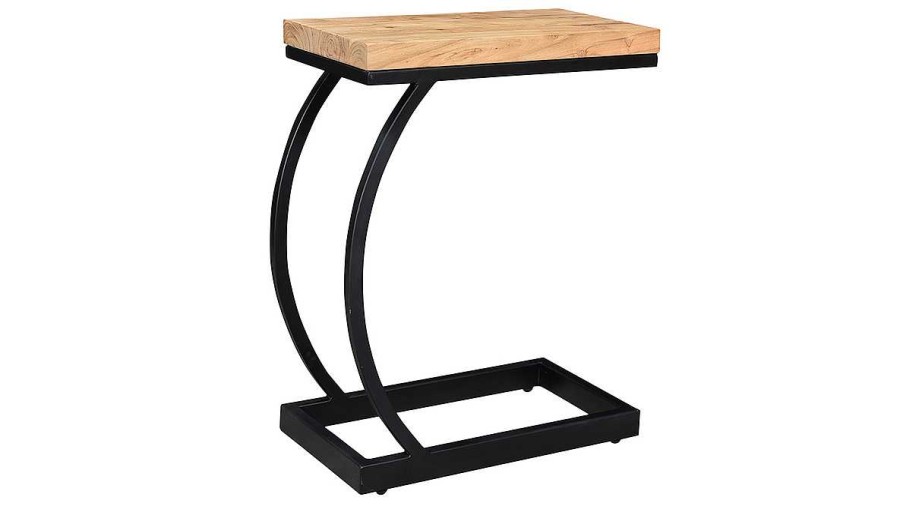 Table Miliboo | Table D'Appoint Design Rectangulaire En Bois Massif Et M Tal Noir L45 Cm Break