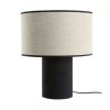 Luminaire Miliboo | Lampe Poser Bi-Mati Re En Lin Et Coton Noir H36 Cm Slot