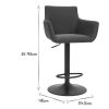 Chaise & Tabouret Miliboo Tabouret De Bar | Tabourets De Bar R Glables Tissu Gris Anthracite M Tal Noir (Lot De 2) Carlie