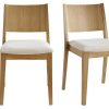 Chaise & Tabouret Miliboo Chaise Design | Chaises Scandinaves Empilables En Bois Clair Ch Ne Et Tissu Effet Laine Boucl E Blanc Cass (Lot De 2) Melvil