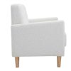 Canap & Fauteuil Miliboo Canap Design | Canap Scandinave 2 Places En Tissu Effet Laine Boucl E Blanc Et Bois Clair Moon