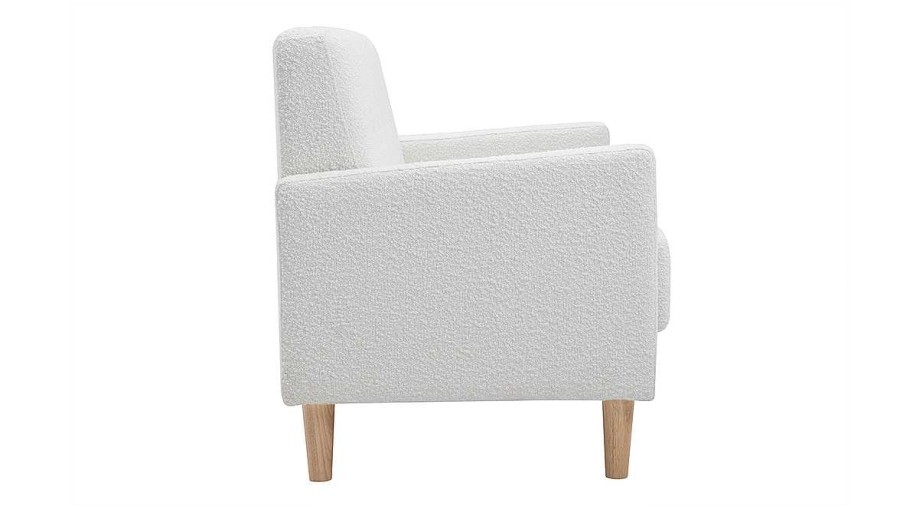 Canap & Fauteuil Miliboo Canap Design | Canap Scandinave 2 Places En Tissu Effet Laine Boucl E Blanc Et Bois Clair Moon