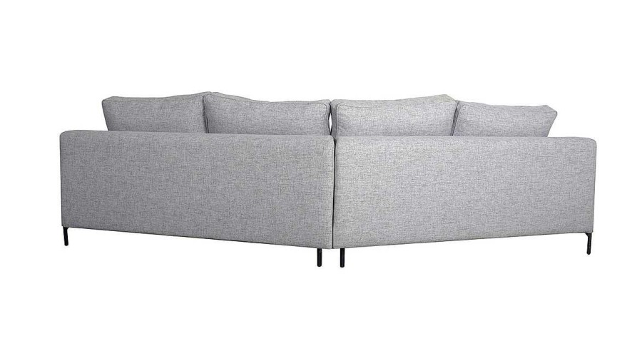 Canap & Fauteuil Miliboo Canap D'Angle | Canap D'Angle Design 5 Places En Tissu Gris Chin Et M Tal Noir Puchkine