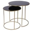 Table Miliboo | Tables D'Appoint Gigognes En Verre Teint Noir Et M Tal Dor (Lot De 2) Jane