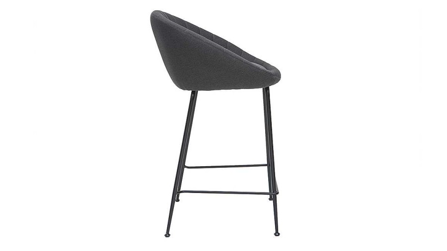 Chaise & Tabouret Miliboo Tabouret De Bar | Tabourets De Bar Design Tissu Gris Fonc 65 Cm (Lot De 2) Sheru