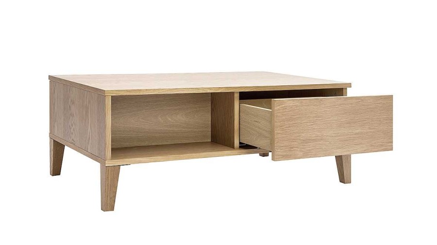 Table Miliboo | Table Basse Rectangulaire Avec Rangements Bois Clair Ch Ne L100 Cm Freddy