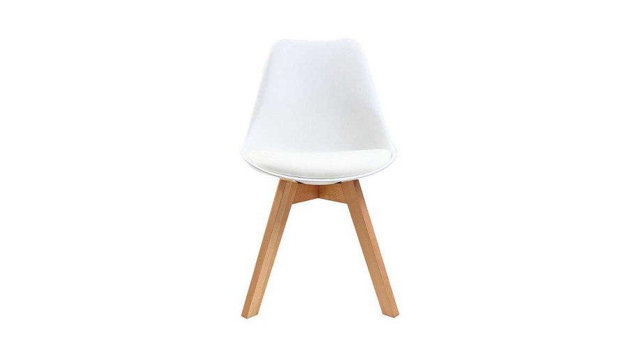 Chaise & Tabouret Miliboo Chaise Design | Chaises Design Blanc Et Bois Clair Massif (Lot De 2) Pauline