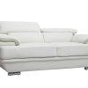 Canap & Fauteuil Miliboo Canap Cuir | Canap Design Avec T Ti Res Ajustables 2 Places Cuir Blanc Et Acier Chrom Ewing