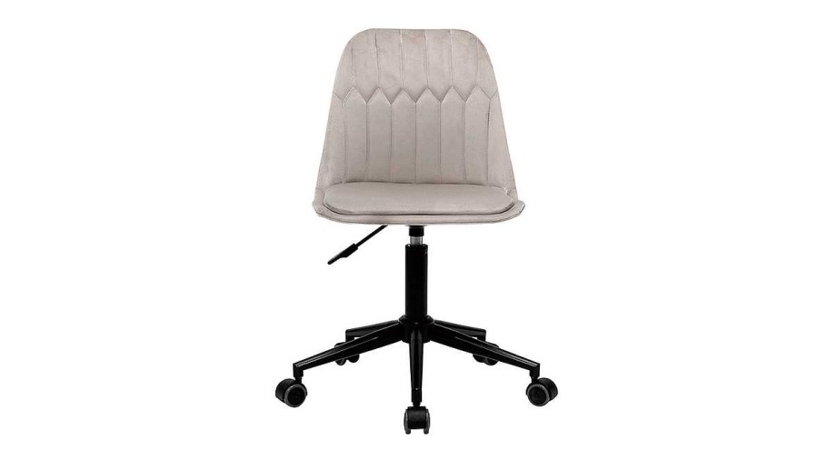 Chaise & Tabouret Miliboo | Chaise De Bureau Roulettes Design En Tissu Velours Taupe Et M Tal Noir Fuse