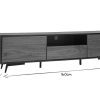 Rangement Miliboo Meuble Tv Design | Meuble Tv Bois Fonc Noyer, Noir Mat Et M Tal Noir 2 Portes 1 Tiroir L160 Cm Mermoz