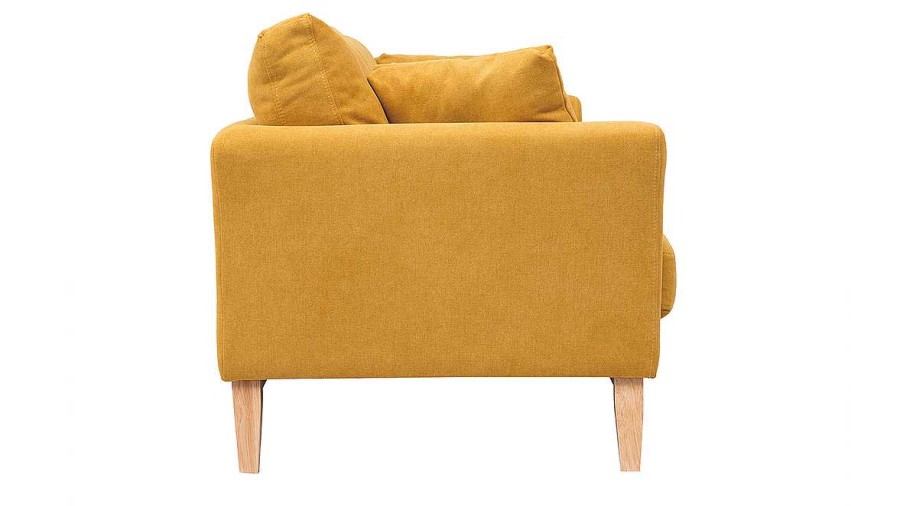 Canap & Fauteuil Miliboo Canap Design | Canap Scandinave D Houssable 3 Places En Tissu Effet Velours Jaune Moutarde Et Bois Clair Oslo