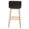 Chaise & Tabouret Miliboo Tabouret De Bar | Tabouret De Bar Bois Clair Et Pu Noir 65Cm Lot De 2 Osaka