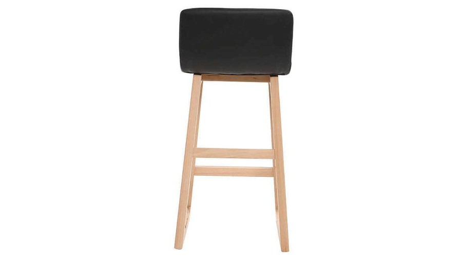 Chaise & Tabouret Miliboo Tabouret De Bar | Tabouret De Bar Bois Clair Et Pu Noir 65Cm Lot De 2 Osaka