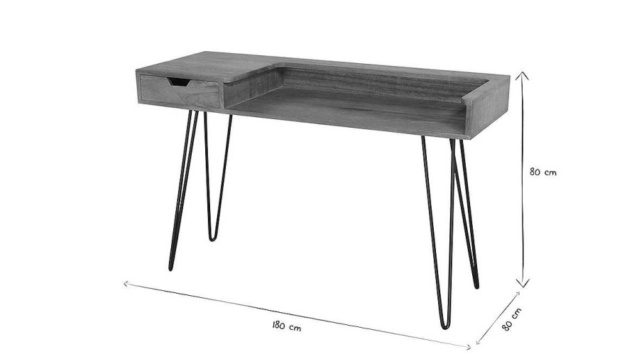 Bureau Miliboo Bureau Design | Bureau Avec Tiroir Bois Manguier Massif Et M Tal Noir L116 Cm Vibes