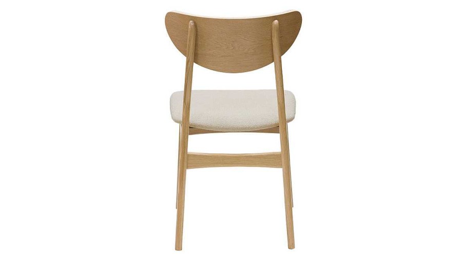 Chaise & Tabouret Miliboo Chaise Design | Chaises Scandinaves En Tissu Effet Laine Boucl E Beige Et Bois Clair Ch Ne Massif (Lot De 2) Maya