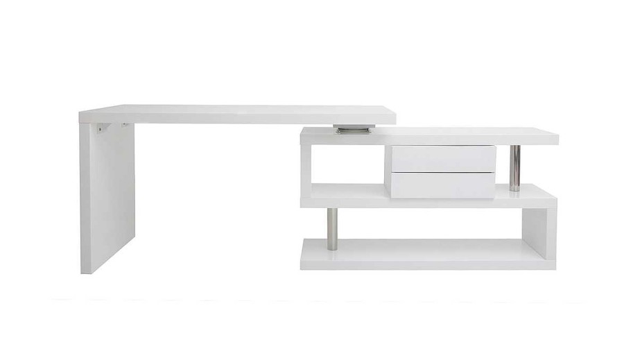 Bureau Miliboo Bureau Design | Bureau Modulable Design Avec Rangements Blanc Laqu L140-218 Cm Max