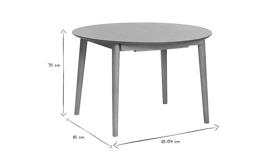 Table Miliboo Table Extensible | Table Extensible Rallonges Int Gr Es Ronde En Bois Clair Ch Ne L115-154 Cm Ego