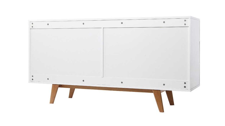 Rangement Miliboo | Commode Scandinave Finition Blanc Brillant Laqu 6 Tiroirs L160 Cm Melka