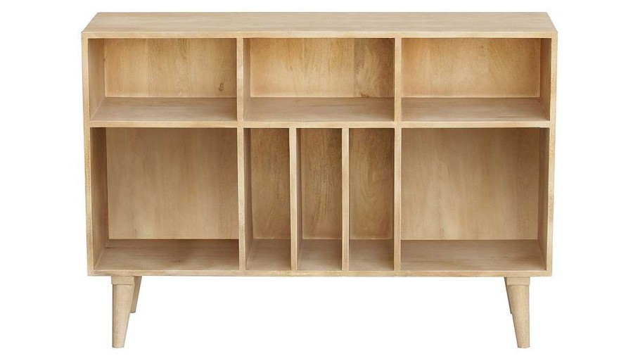 Rangement Miliboo | Buffet Ouvert Meuble De Rangement Bouteilles Ou Vinyles En Bois Manguier Massif L120 Cm Isidro