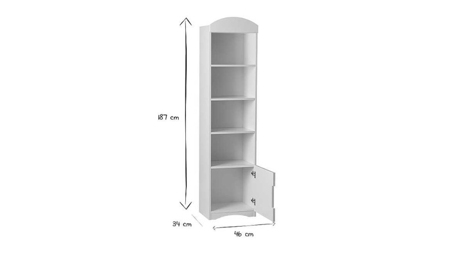 Bureau Miliboo | Biblioth Que Blanche 1 Porte 3 Tag Res L46 Cm Antonin