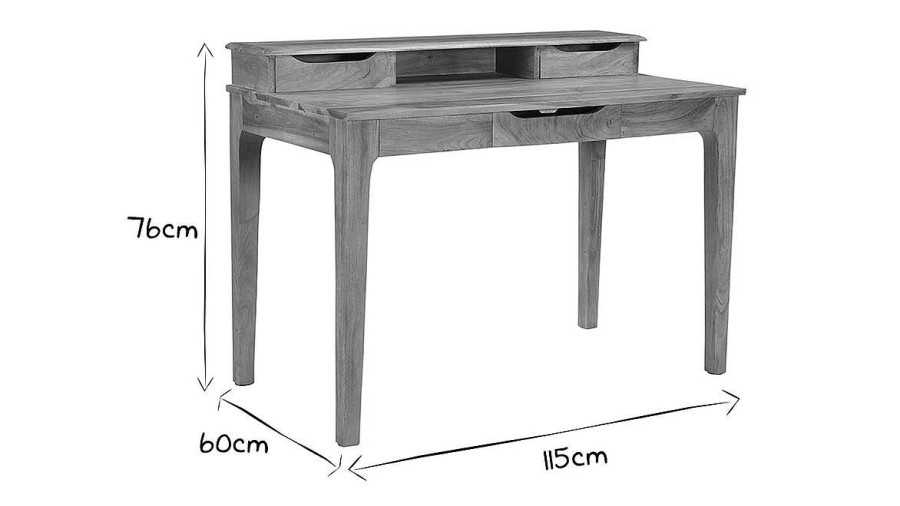 Bureau Miliboo Bureau Design | Bureau Avec Rangements Vintage Bois Massif L115 Cm Gary