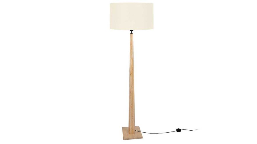 Luminaire Miliboo | Lampadaire Avec Abat-Jour En Tissu Cru Naturel Et Bois Clair Massif H162 Cm Nidra