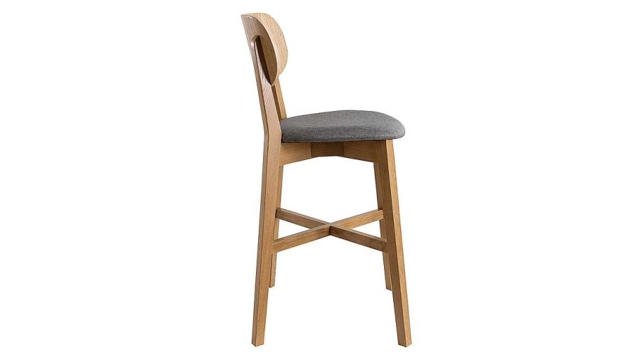 Chaise & Tabouret Miliboo Tabouret De Bar | Tabouret De Bar Ch Ne Et Assise Gris Chin H65 Cm Lucia