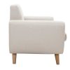 Canap & Fauteuil Miliboo Canap Design | Canap Scandinave 2 Places En Tissu Beige Et Bois Clair Pure