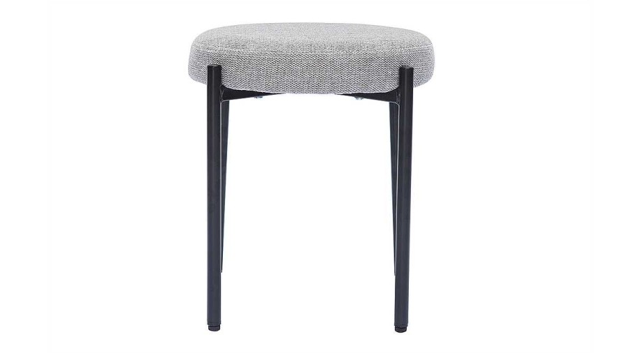 Chaise & Tabouret Miliboo Chaise Design | Tabouret Bas Empilable En Tissu Effet Velours Textur Gris Clair Et M Tal Noir H41 Cm Kiko