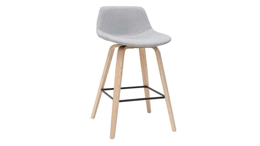 Chaise & Tabouret Miliboo Tabouret De Bar | Tabourets De Bar Scandinaves Gris Clair Et Bois H65 Cm (Lot De 2) Nonie