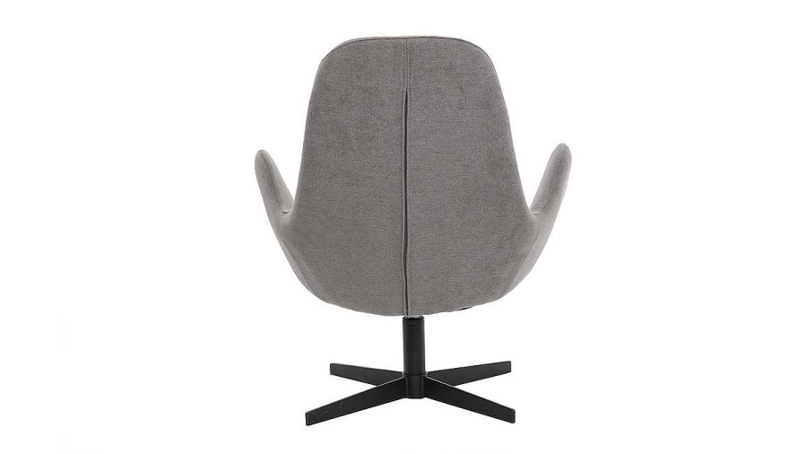 Canap & Fauteuil Miliboo Fauteuil Design | Fauteuil Pivotant Design En Tissu Effet Velours Gris Et M Tal Noir Andy