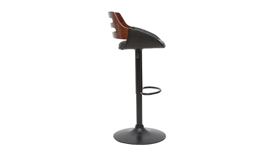 Chaise & Tabouret Miliboo Tabouret De Bar | Tabouret De Bar Relevable Design Noir Et Noyer Pernik