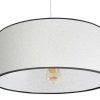 Luminaire Miliboo | Suspension Cylindrique En Tissu Effet Laine Boucl E Blanc Et Rabane Naturelle D50 Cm Traves