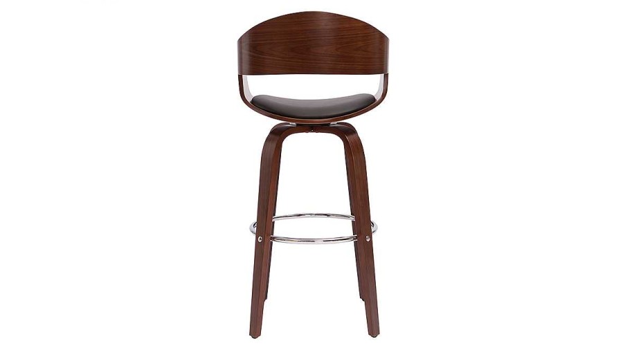 Chaise & Tabouret Miliboo Tabouret De Bar | Tabouret De Bar Design Noir Et Bois Fonc Noyer H65 Cm Pivotant 360° Gao