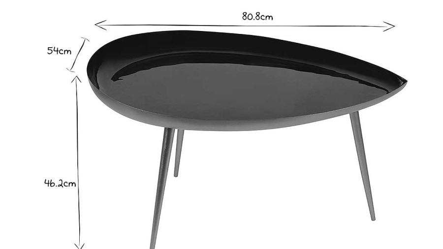 Table Miliboo | Table Basse Design En Acier Laqu Noir Et Dor L80 Cm Drop