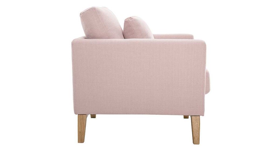 Canap & Fauteuil Miliboo Fauteuil Design | Fauteuil Scandinave D Houssable En Tissu Rose Et Bois Clair Oslo