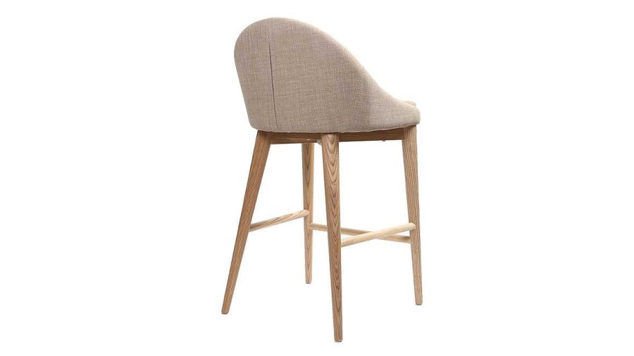 Chaise & Tabouret Miliboo Tabouret De Bar | Tabourets De Bar Scandinaves En Tissu Beige Et Fr Ne Massif H66 Cm (Lot De 2) Dalia